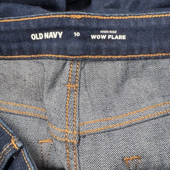 Old Navy Women's High Rise Wow Flare Jeans Dark Wash Cotton Blend Blue 10 - Picture 7 of 9